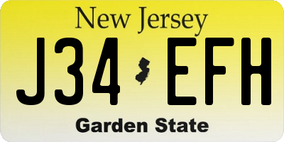 NJ license plate J34EFH