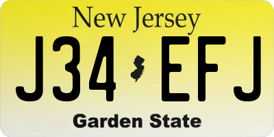 NJ license plate J34EFJ