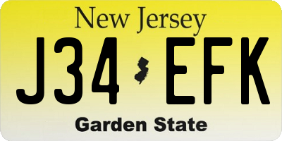 NJ license plate J34EFK