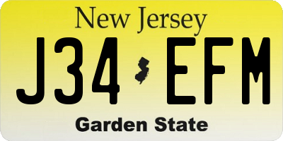 NJ license plate J34EFM