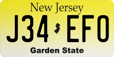 NJ license plate J34EFO