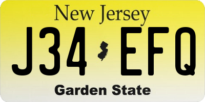 NJ license plate J34EFQ