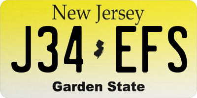 NJ license plate J34EFS