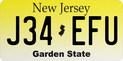 NJ license plate J34EFU