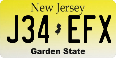 NJ license plate J34EFX