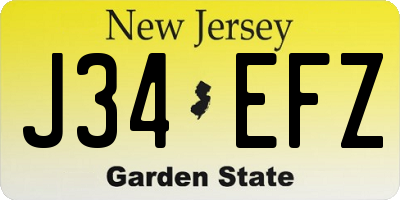 NJ license plate J34EFZ