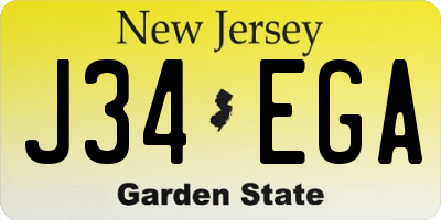 NJ license plate J34EGA