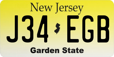 NJ license plate J34EGB