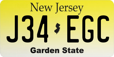 NJ license plate J34EGC