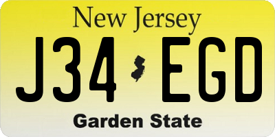 NJ license plate J34EGD