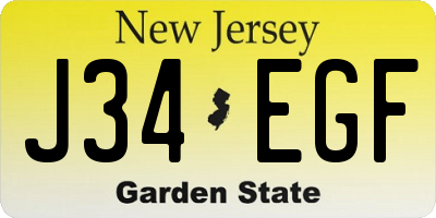 NJ license plate J34EGF