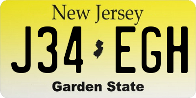 NJ license plate J34EGH