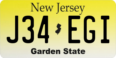 NJ license plate J34EGI