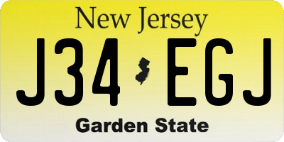 NJ license plate J34EGJ