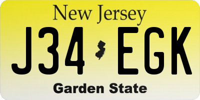 NJ license plate J34EGK