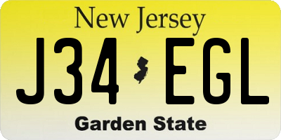 NJ license plate J34EGL