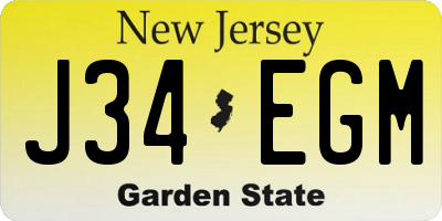 NJ license plate J34EGM