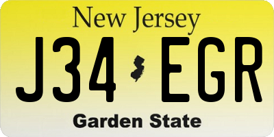 NJ license plate J34EGR