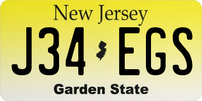 NJ license plate J34EGS