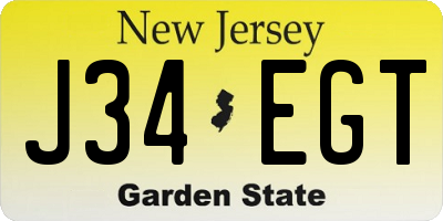 NJ license plate J34EGT