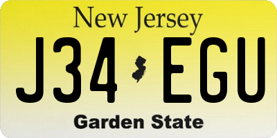 NJ license plate J34EGU