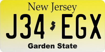 NJ license plate J34EGX