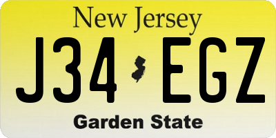 NJ license plate J34EGZ