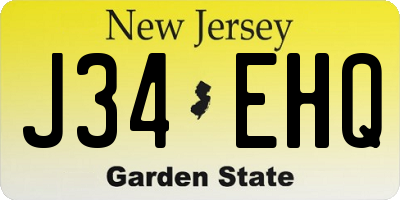 NJ license plate J34EHQ