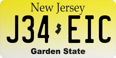 NJ license plate J34EIC