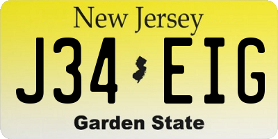 NJ license plate J34EIG