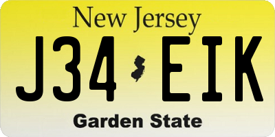 NJ license plate J34EIK
