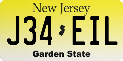 NJ license plate J34EIL