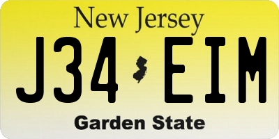 NJ license plate J34EIM