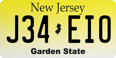 NJ license plate J34EIO