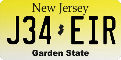 NJ license plate J34EIR