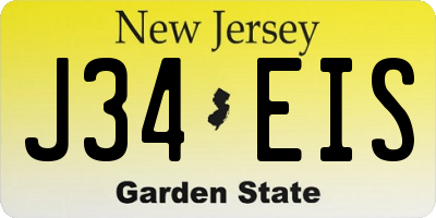 NJ license plate J34EIS