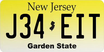 NJ license plate J34EIT