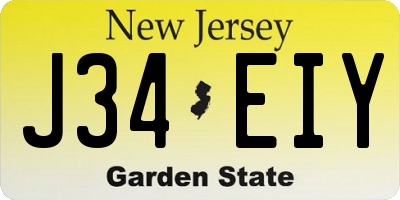 NJ license plate J34EIY