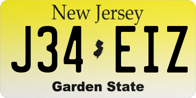 NJ license plate J34EIZ