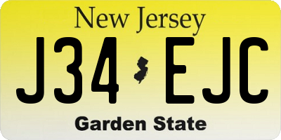 NJ license plate J34EJC