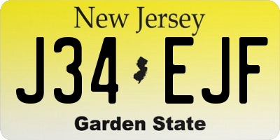 NJ license plate J34EJF