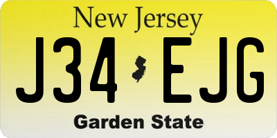 NJ license plate J34EJG