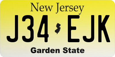 NJ license plate J34EJK