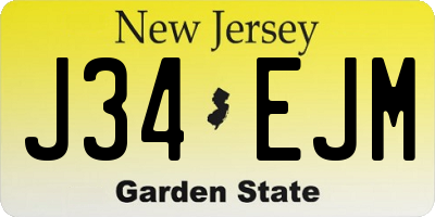 NJ license plate J34EJM