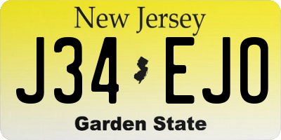 NJ license plate J34EJO