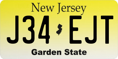 NJ license plate J34EJT