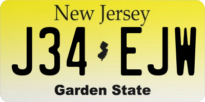 NJ license plate J34EJW