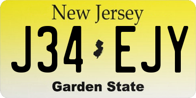 NJ license plate J34EJY