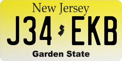 NJ license plate J34EKB