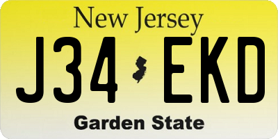 NJ license plate J34EKD